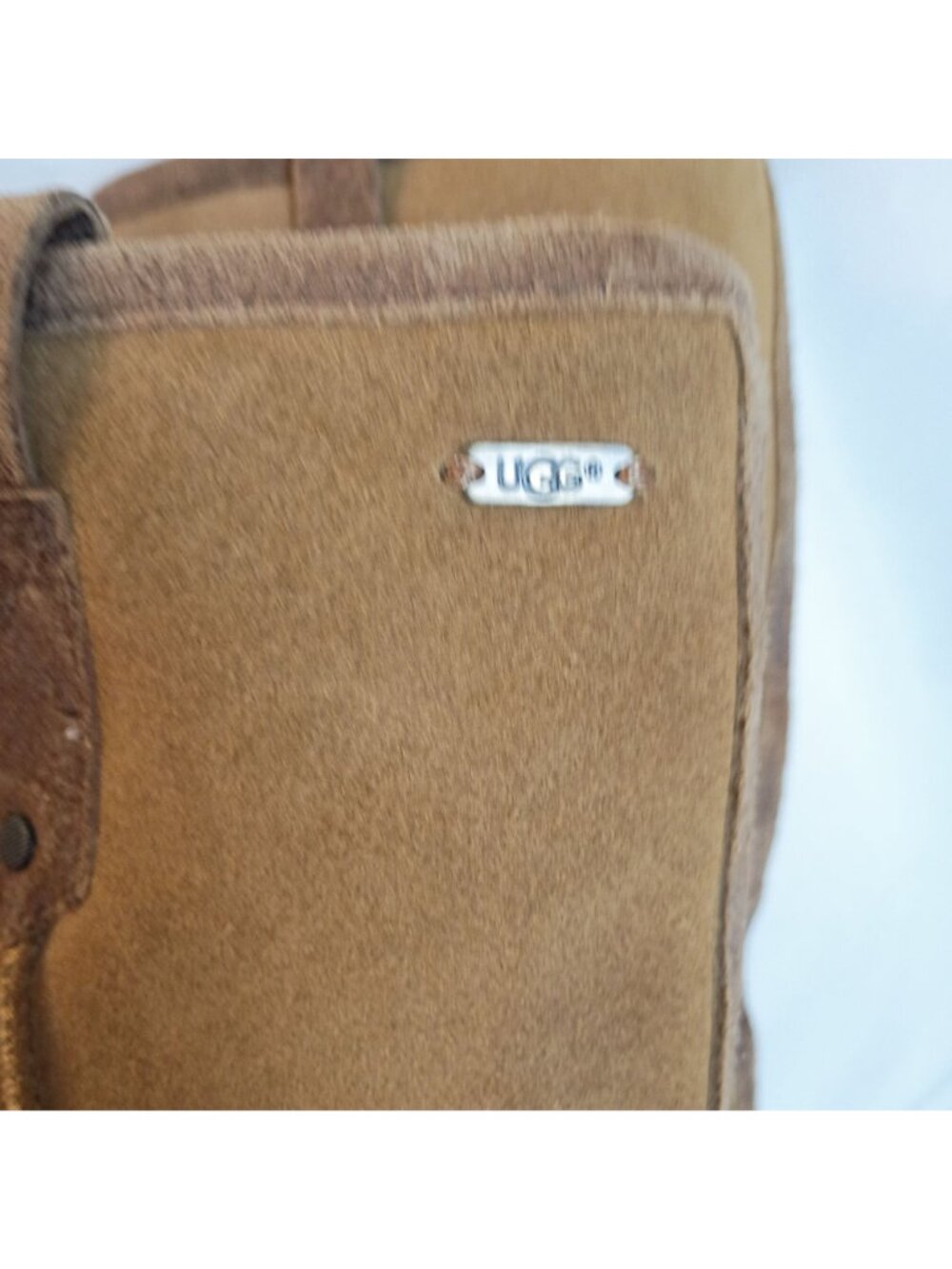 UGG Soleil Womens 8.5 Chestnut Suede Tall Knee High Wedge Shearling Boots - Picture 10 of 11